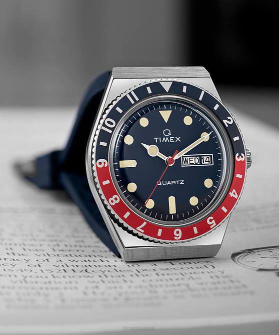 kellot | Q Timex miehet Kello 38 mm synteettisellä kumilla ruostumaton teräs/sininen 64XP72