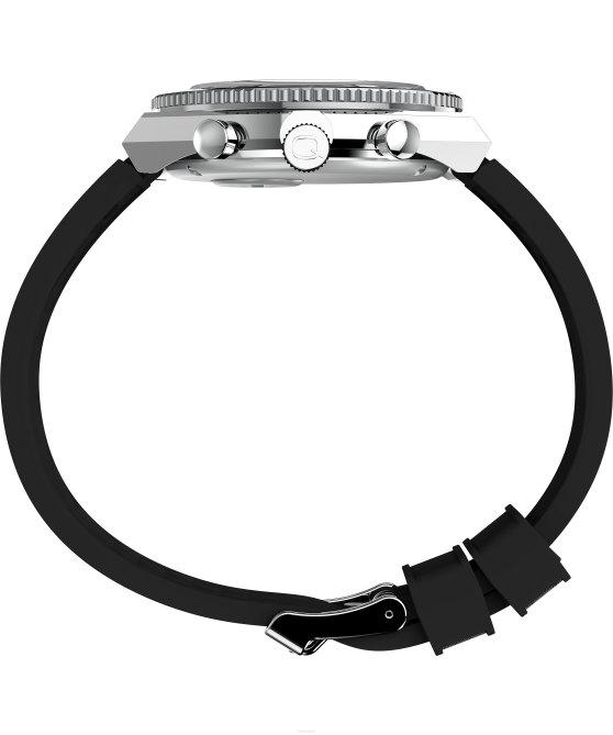 kellot | Q Timex miehet kolmen aikavyöhykkeen kronografi 40 mm synteettinen kumirannekello ruostumaton teräs/musta/vihreä 64XP63