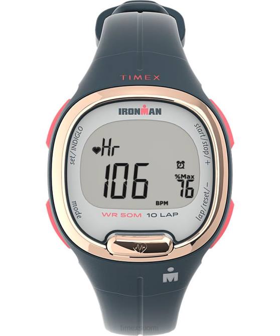 kellot | Timex naiset ironman heartfit transit+ 33mm hartsihihna aktiivisuus ja sykekello sininen/ruusu-kulta-sävy 64XP404