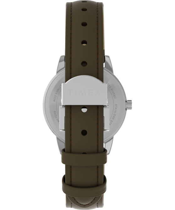 kellot | Timex naiset helppolukuinen 30 mm kertasäätöinen nahkarannekello hopean sävyinen/ruskea/kermanvärinen 64XP396