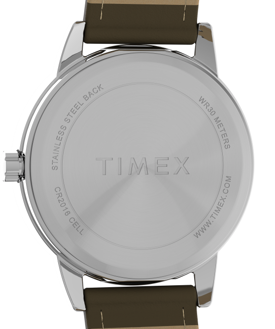 kellot | Timex naiset helppolukuinen 30 mm kertasäätöinen nahkarannekello hopean sävyinen/ruskea/kermanvärinen 64XP396