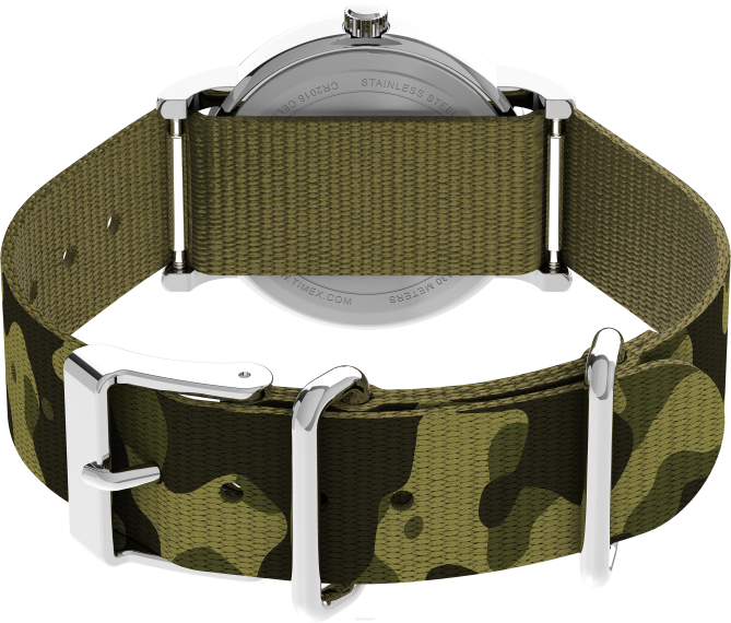 kellot | Timex naiset weekender 31mm kangasrannekello hopean sävyinen/vihreä/valkoinen 64XP391