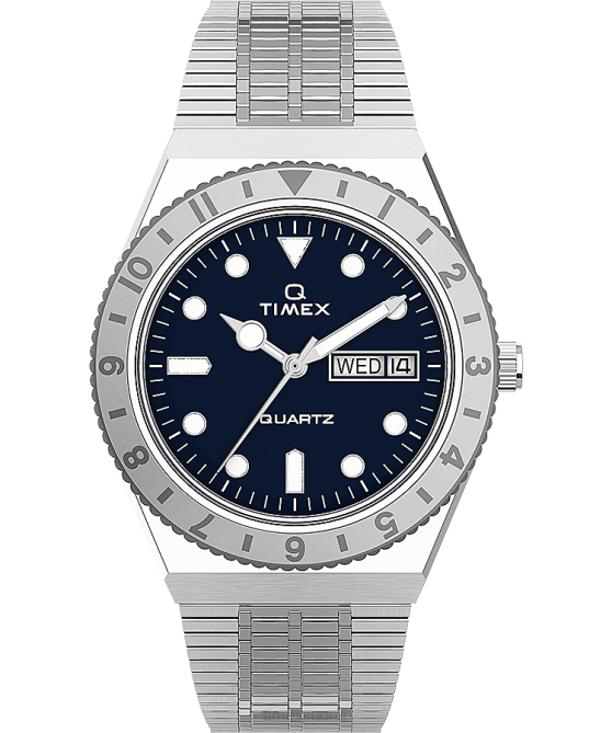 kellot | Q Timex naiset 36 mm ruostumattomasta teräksestä valmistettu rannekello ruostumaton teräs/sininen 64XP343