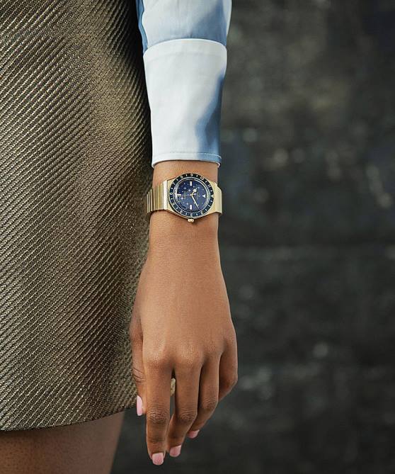 kellot | Q Timex naiset taivaallinen 36 mm ruostumattomasta teräksestä valmistettu laajennusrannekello kullan sävyinen/sininen 64XP328