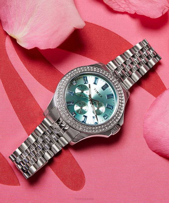 kellot | Timex naiset Kaia monitoimikello 40mm ruostumattomasta teräksestä hopean sävyinen/sininen 64XP353