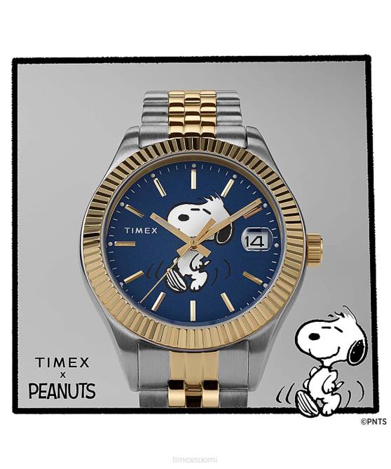 kellot | Timex naiset Legacy x peanuts 34mm ruostumattomasta teräksestä valmistettu rannekello kaksisävyinen/sininen 64XP377
