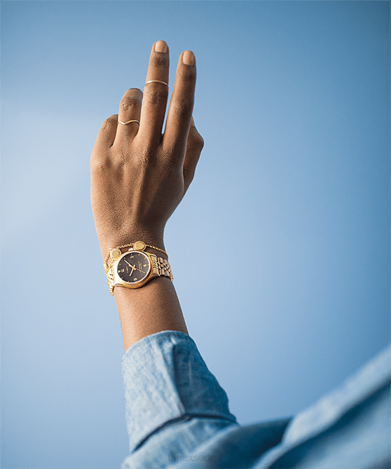 kellot | Timex naiset Waterbury perinteinen 34 mm ruostumattomasta teräksestä valmistettu rannekello kullan sävyinen/musta 64XP359