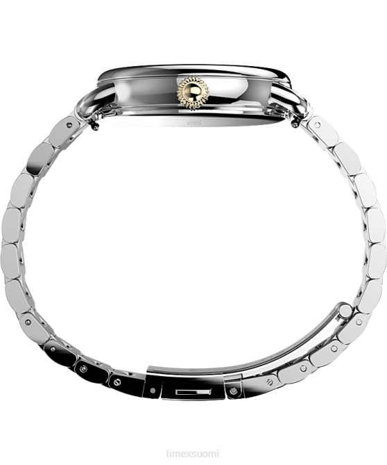 kellot | Timex naiset tavallinen 34 mm ruostumattomasta teräksestä valmistettu rannekello hopean sävyinen/kaksisävyinen/helmiäinen 64XP374