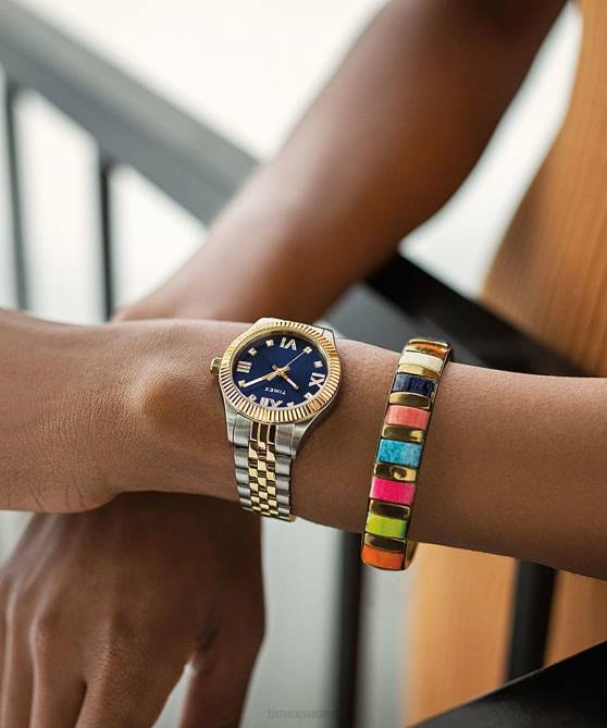 kellot | Timex naiset vanha 34 mm ruostumattomasta teräksestä valmistettu rannekello kaksisävyinen/sininen 64XP326