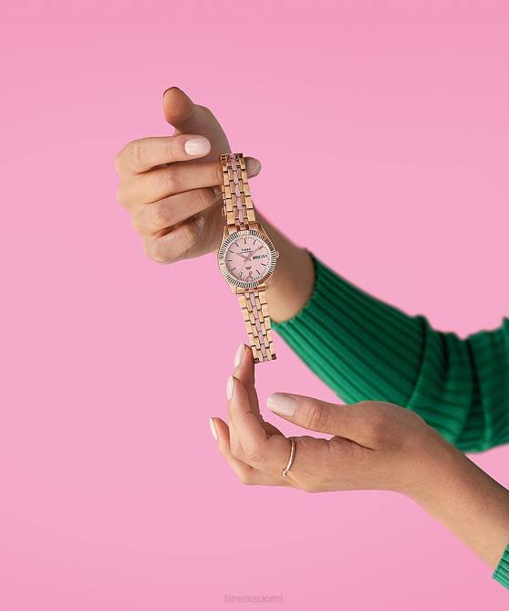 kellot | Timex naiset vanha poikaystävä x bcrf 36mm ruostumattomasta teräksestä valmistettu rannekello ruusu-kulta-sävy/vaaleanpunainen 64XP331
